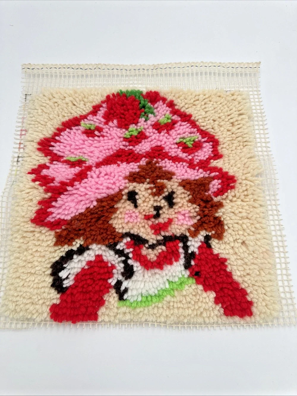 Vintage 80’s Strawberry Shortcake Latch Hook Rug Wall Hanging